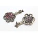 Dangle Handmade Earrings Women 925 Sterling Silver Ruby & Marcasite Stones I